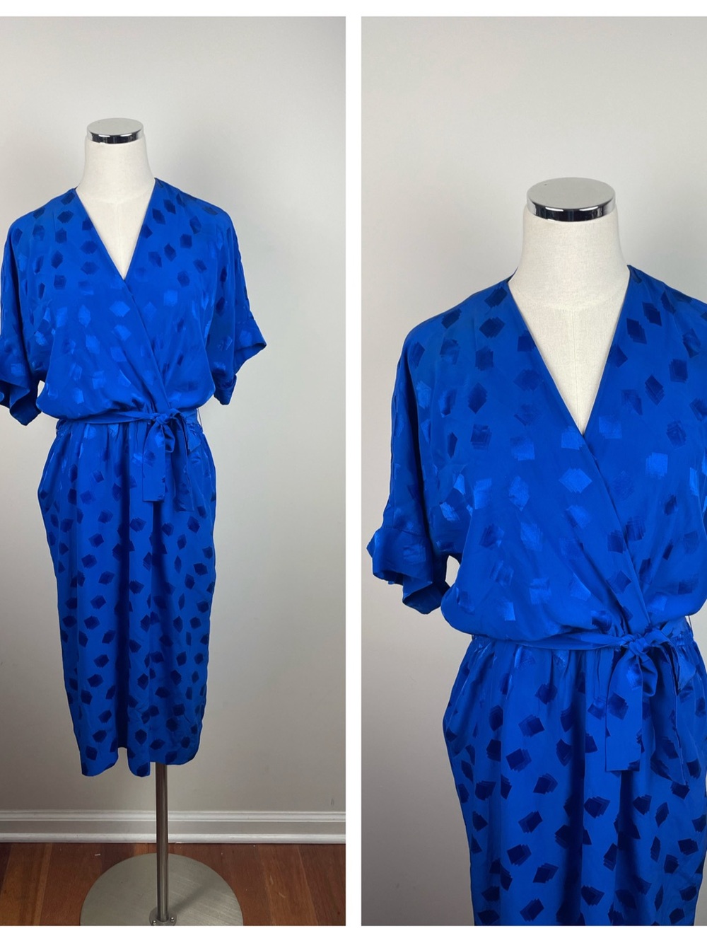 Liz Claiborne Vintage Blue Geometric 100% Silk Dress Women Size 8